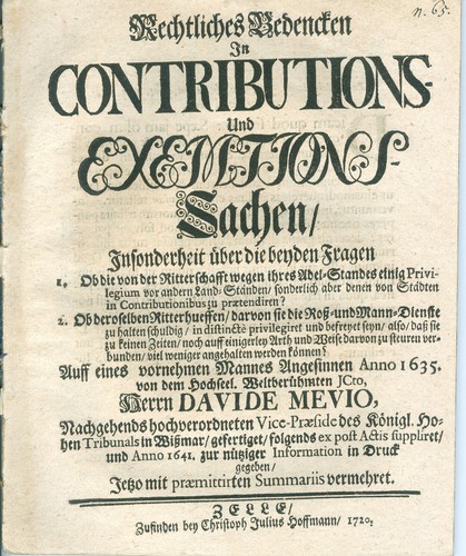 Mevius rechtliches bedencken - rechtliches,